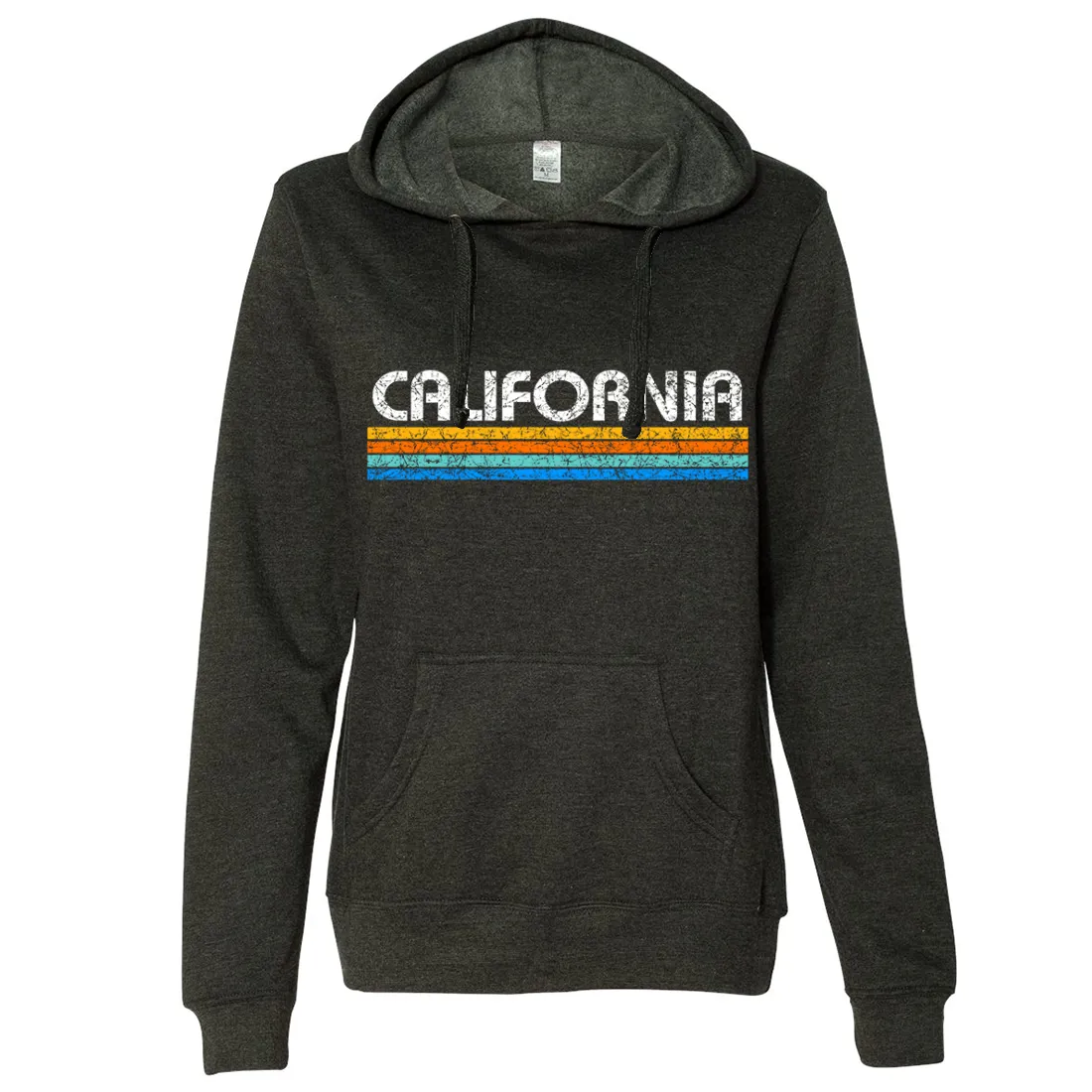 California Vintage Stripe Ladies Lightweight Fitted Hoodie