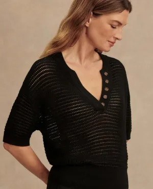 Callie Short Sleeve Knit Top Black