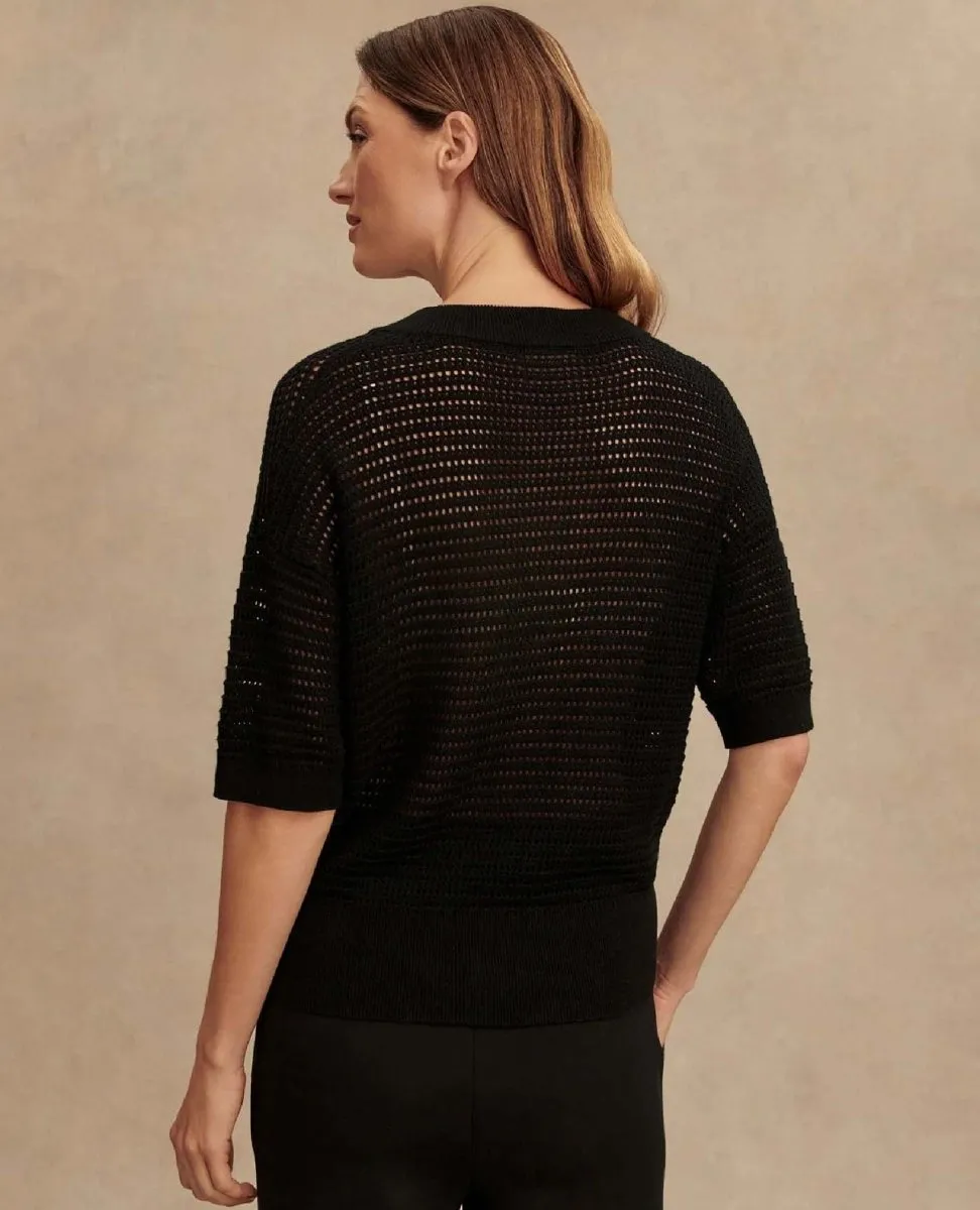 Callie Short Sleeve Knit Top Black