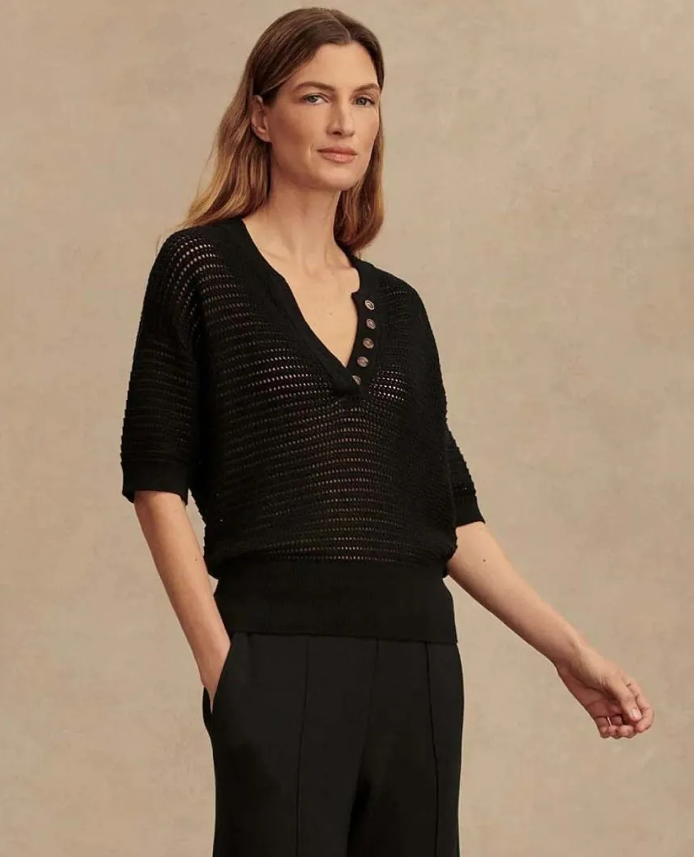Callie Short Sleeve Knit Top Black