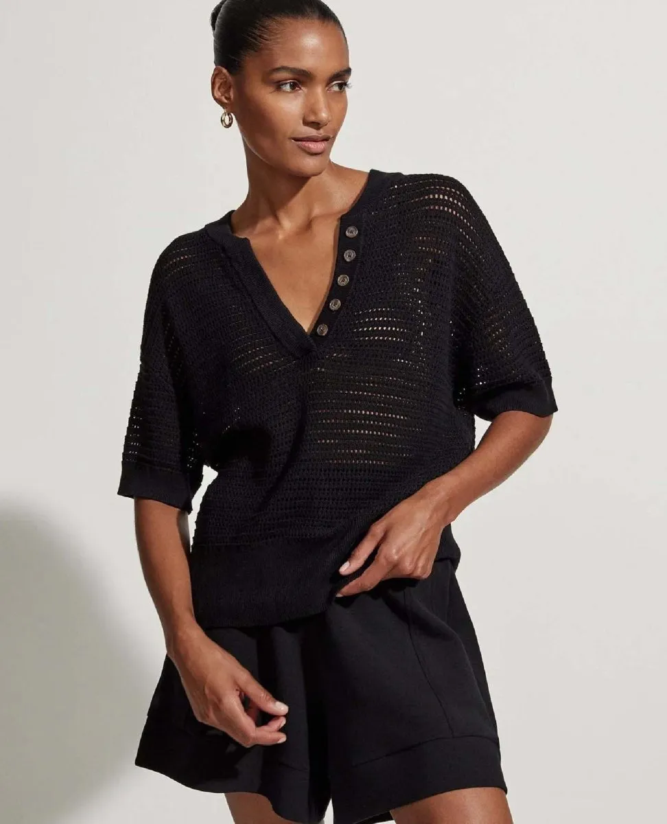 Callie Short Sleeve Knit Top Black