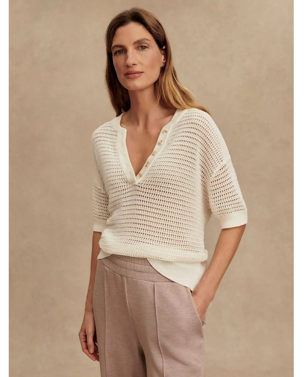Callie Short Sleeve Knit Top Egret