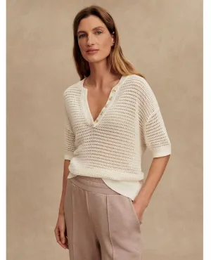 Callie Short Sleeve Knit Top Egret