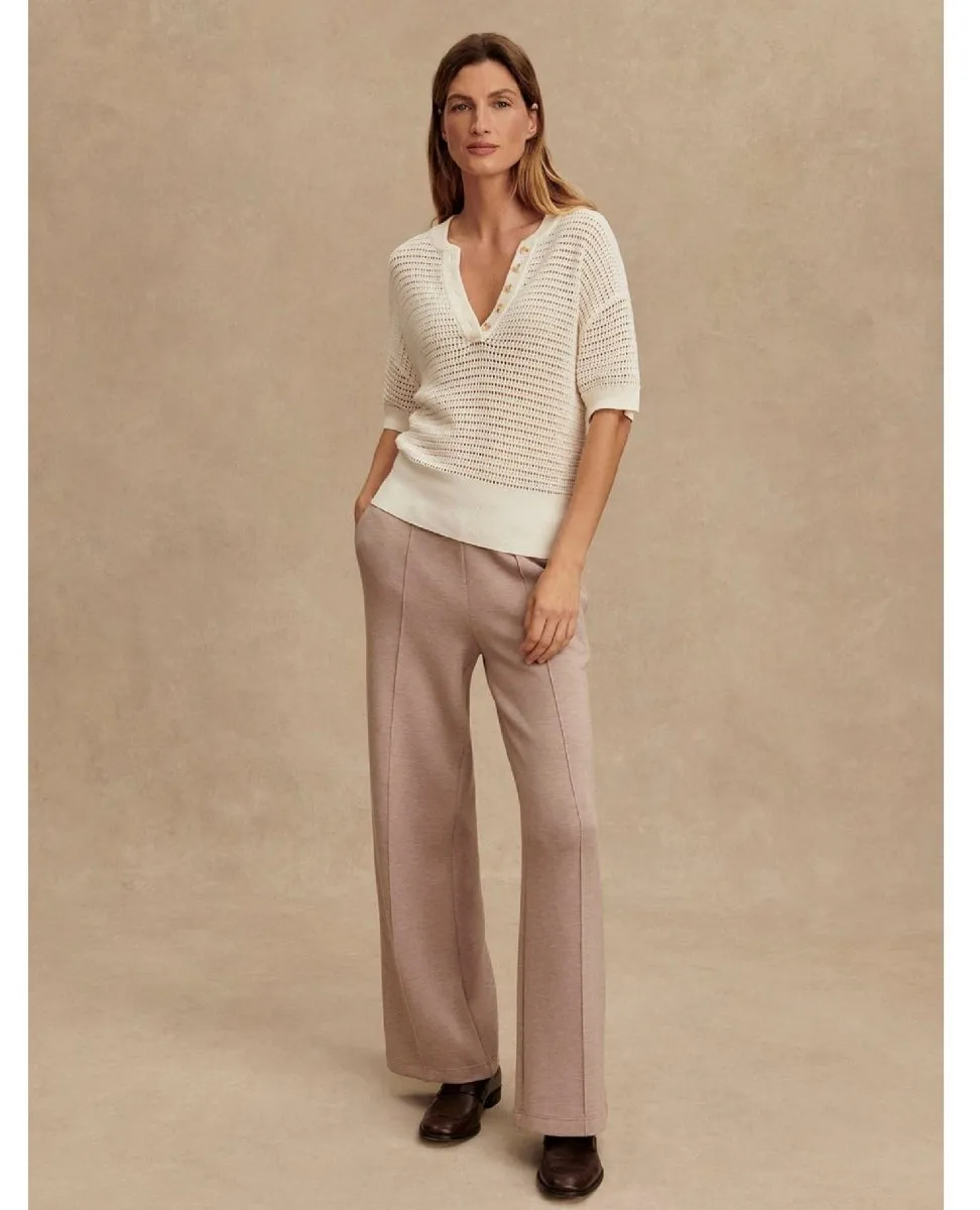 Callie Short Sleeve Knit Top Egret