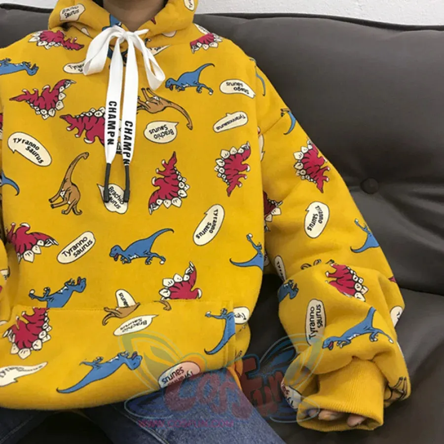 Casual Dinosaurs Print Oversized Hoodie J10017