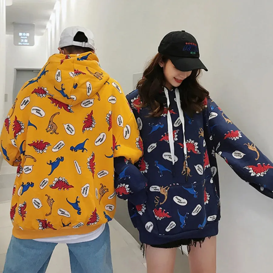 Casual Dinosaurs Print Oversized Hoodie J10017