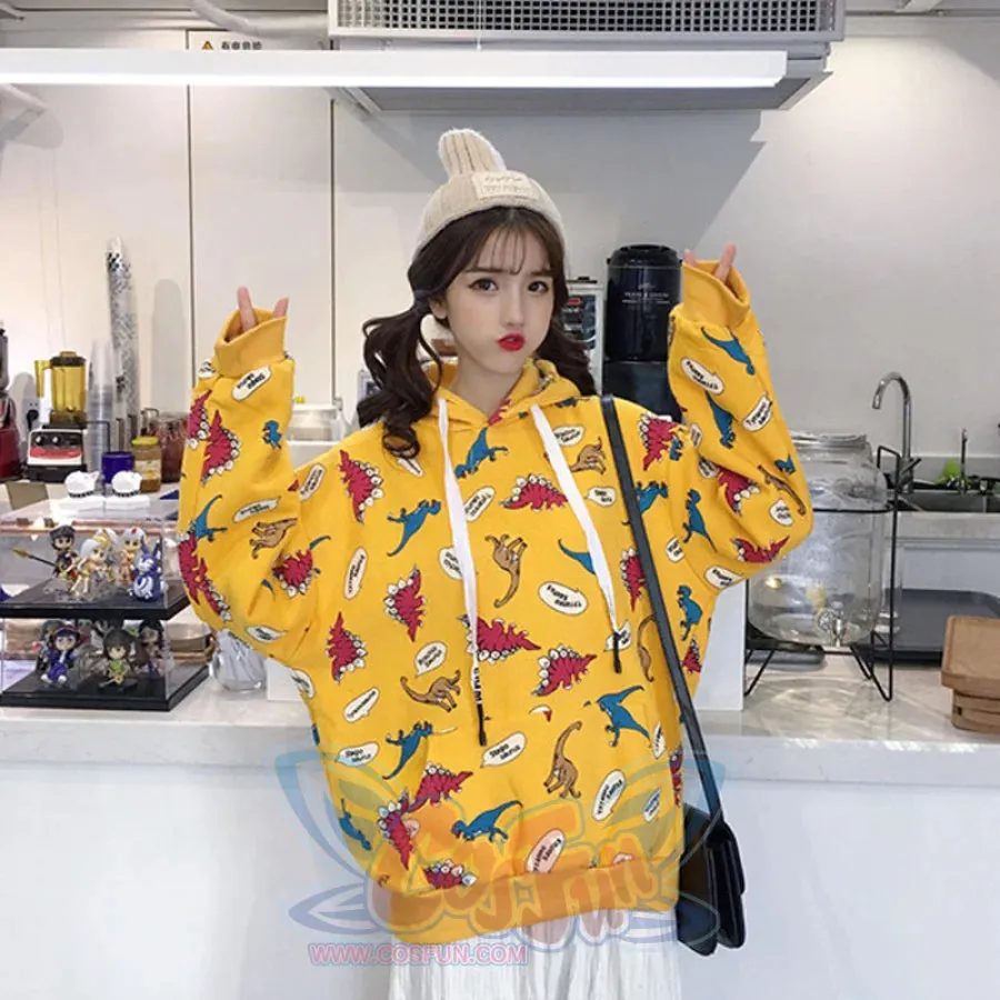 Casual Dinosaurs Print Oversized Hoodie J10017
