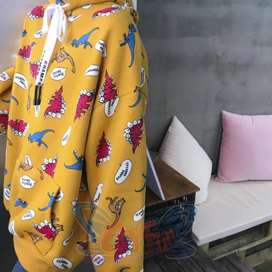 Casual Dinosaurs Print Oversized Hoodie J10017