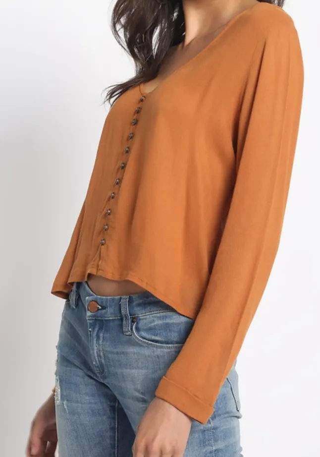 Chestnut V-Neck Button Down