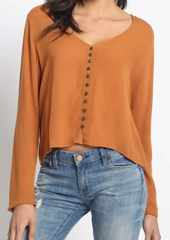 Chestnut V-Neck Button Down