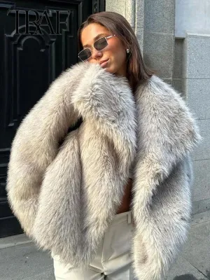 Chic Sequin Woven Jacket for Women – Metallic Loose Fit Winter Coat