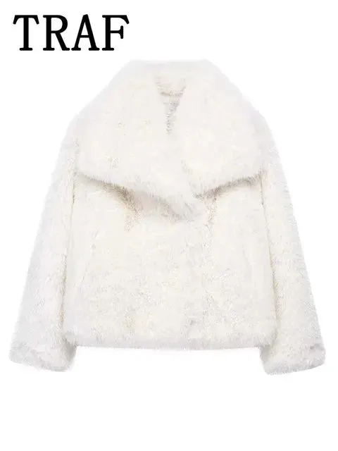 Chic Sequin Woven Jacket for Women – Metallic Loose Fit Winter Coat