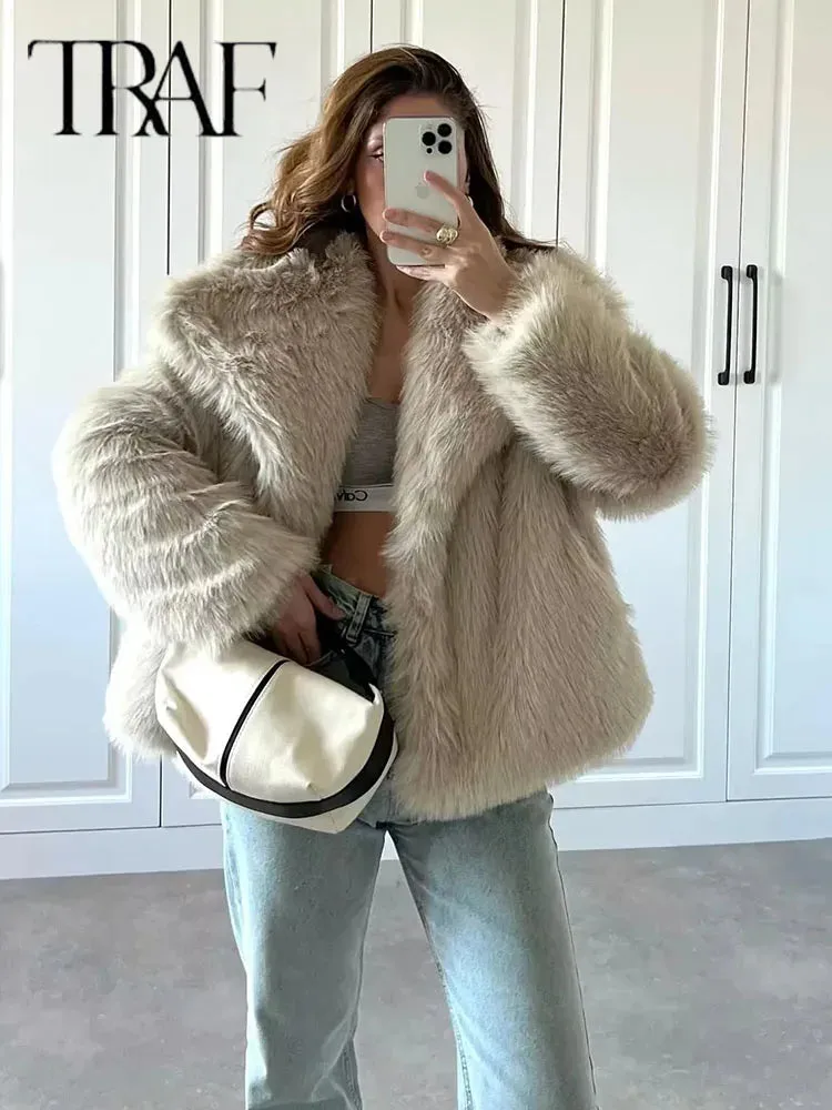 Chic Sequin Woven Jacket for Women – Metallic Loose Fit Winter Coat