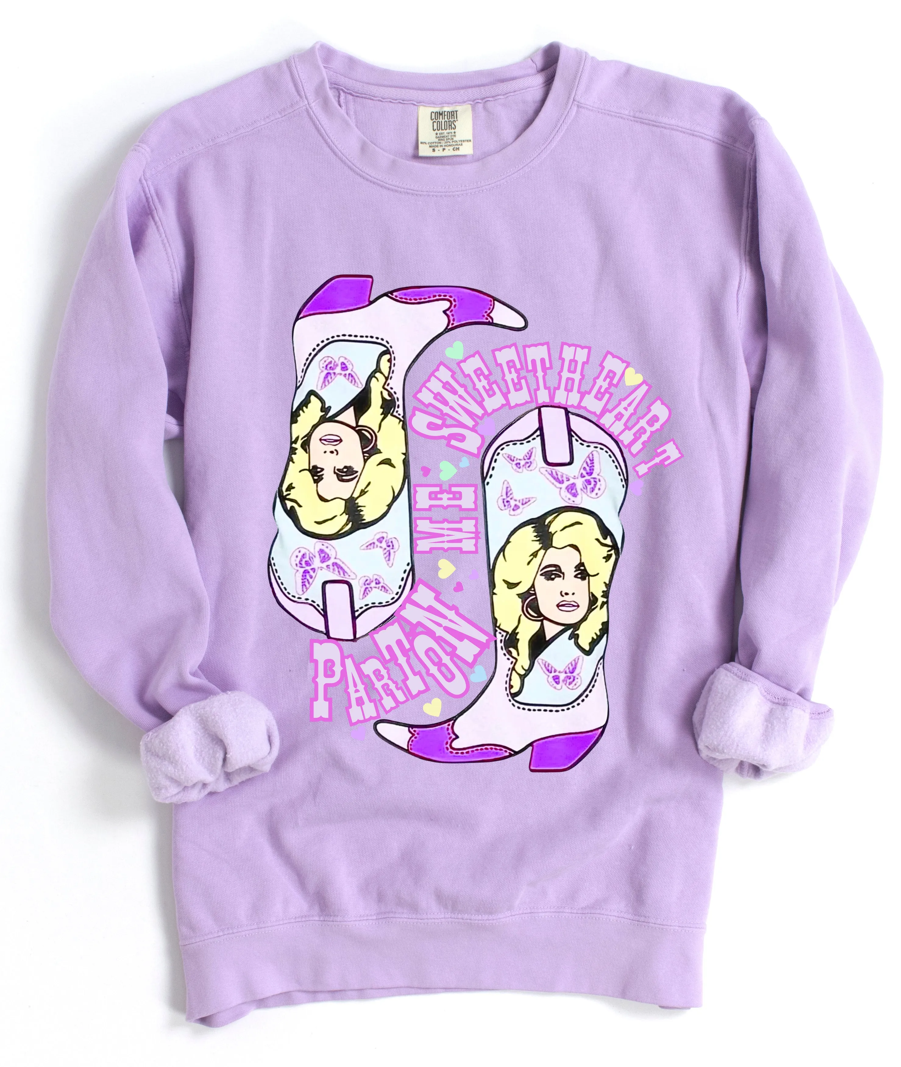 Comfort Colors Country Music Queen Parton Me Sweetheart Boots Sweatshirt/ Dolly Sweatshirt