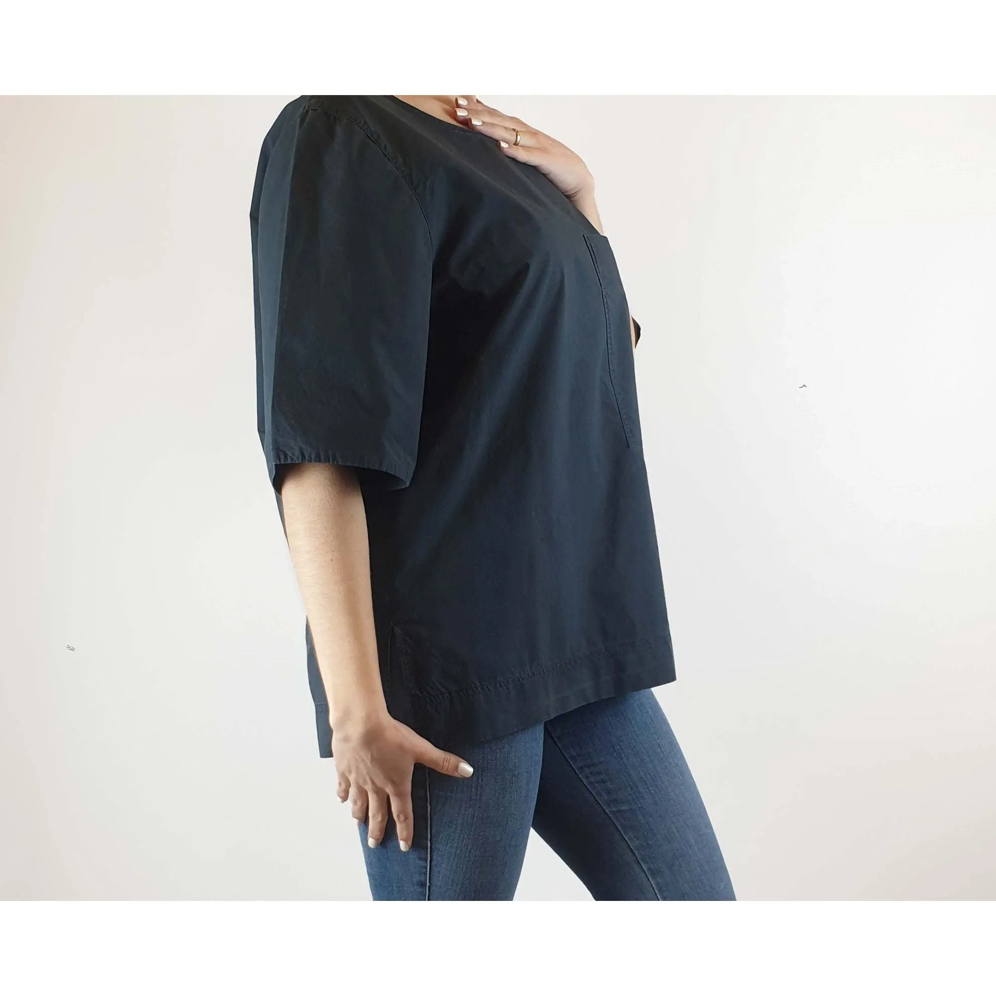 Cos navy cotton top with cute front pocket size S (best fits size 10)