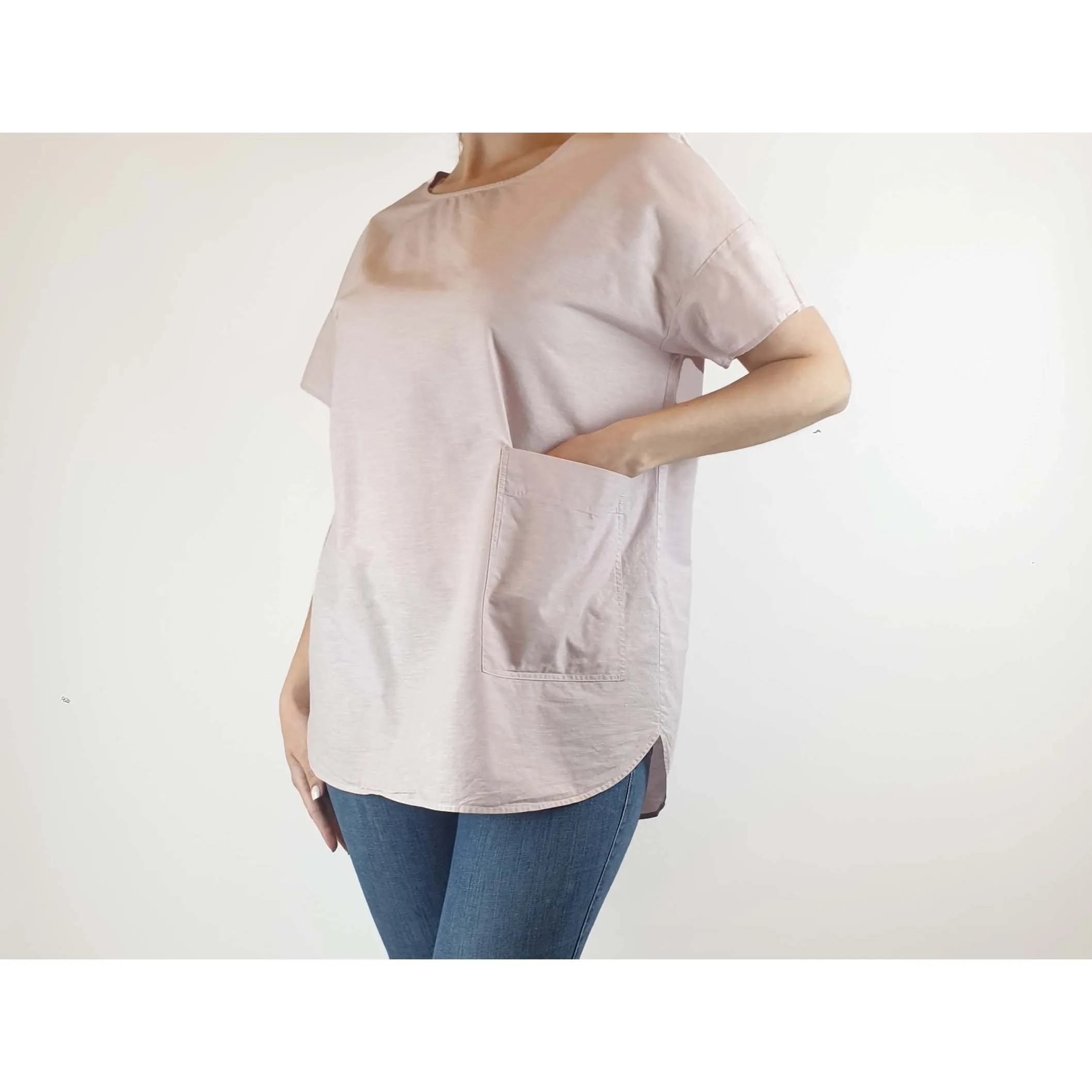 Cos pink cotton-linen mix top with cute front pocket size S (best fits size 10)