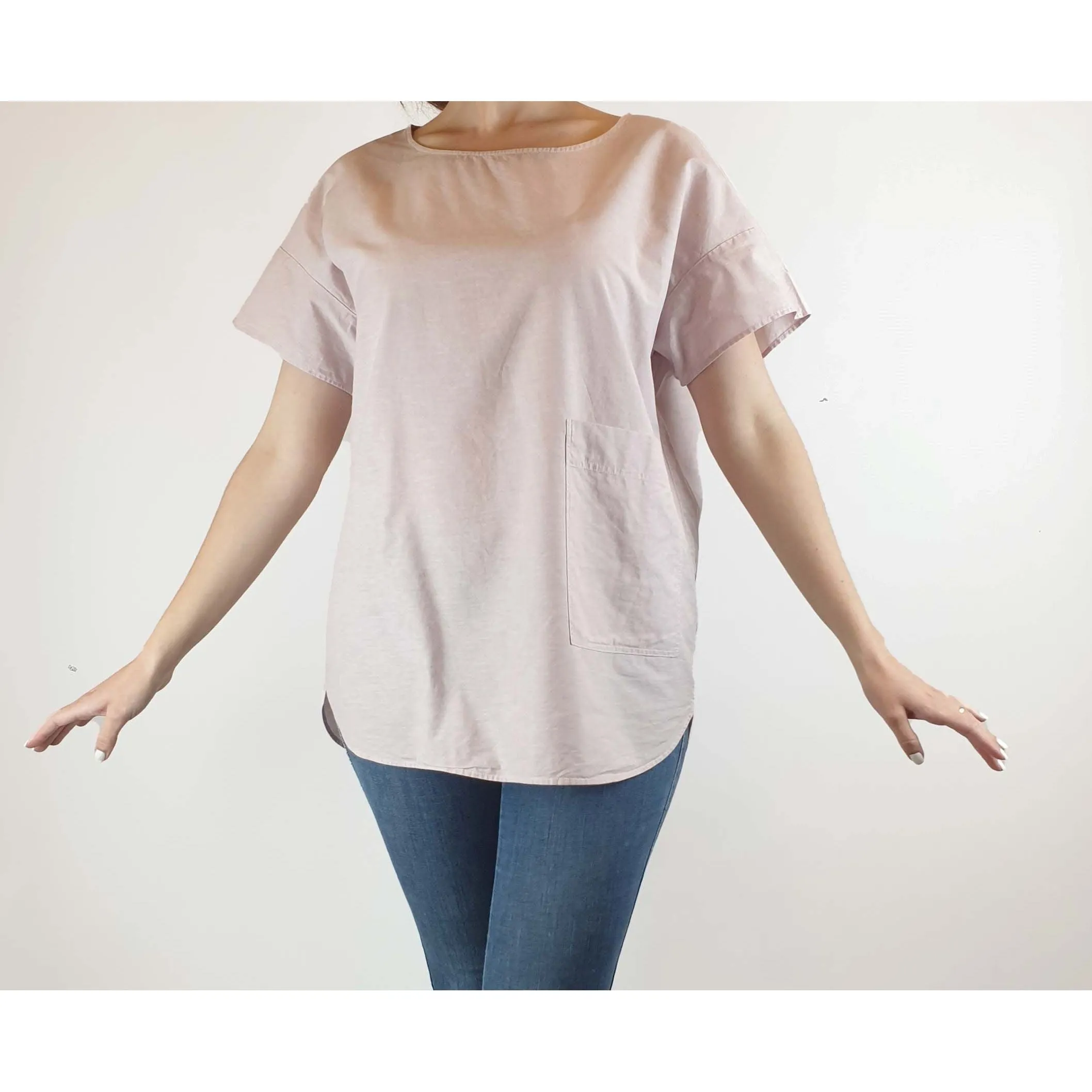 Cos pink cotton-linen mix top with cute front pocket size S (best fits size 10)