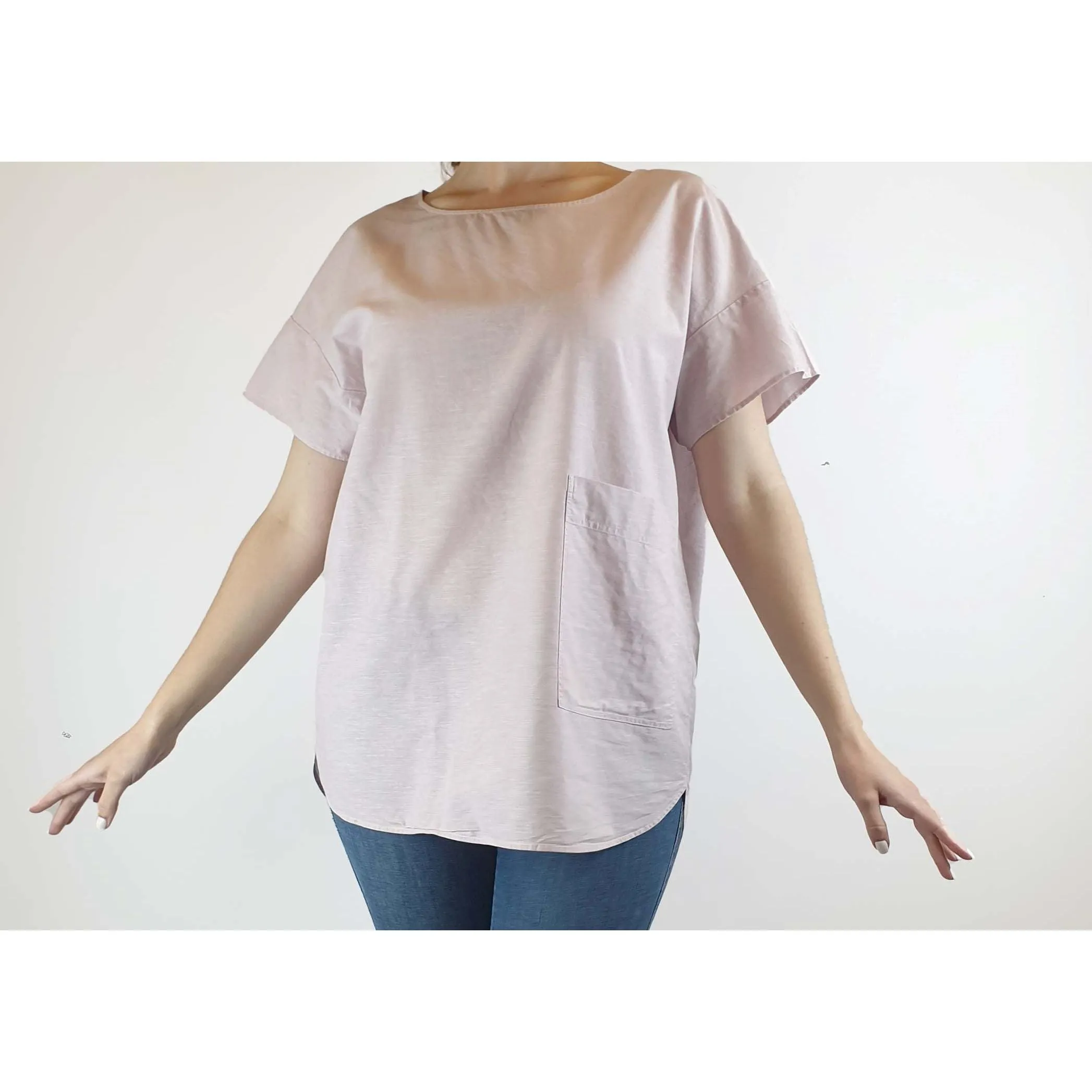 Cos pink cotton-linen mix top with cute front pocket size S (best fits size 10)
