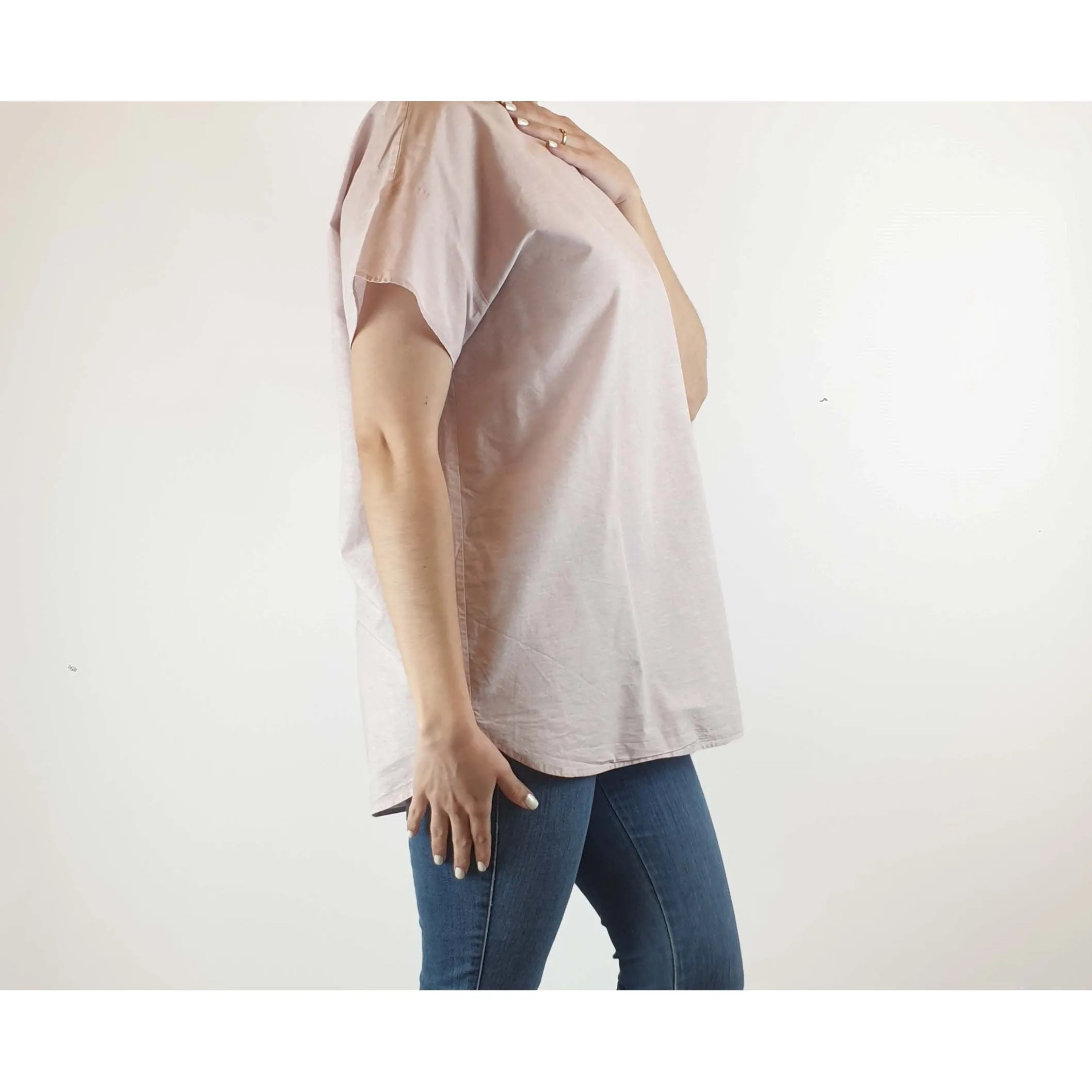Cos pink cotton-linen mix top with cute front pocket size S (best fits size 10)