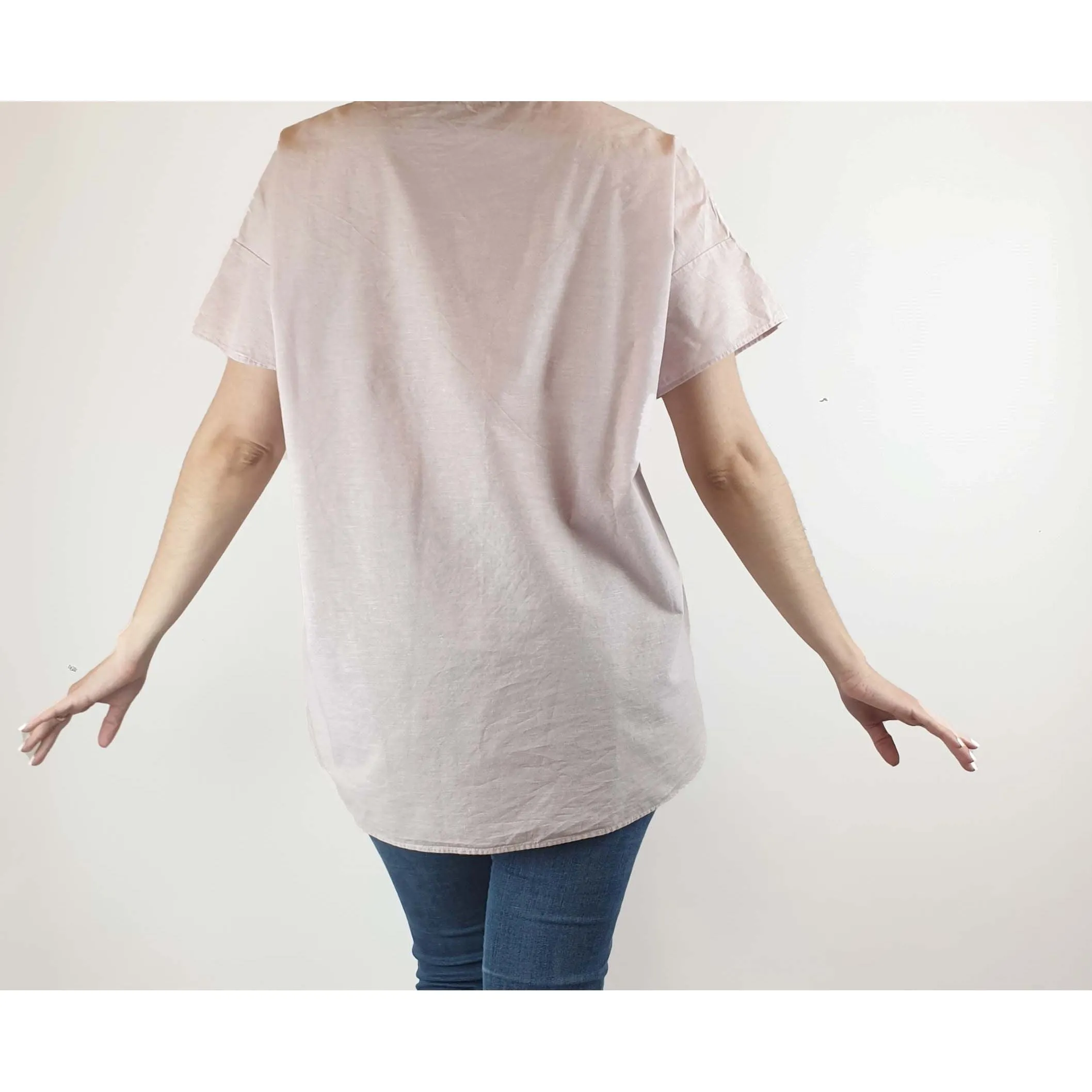 Cos pink cotton-linen mix top with cute front pocket size S (best fits size 10)