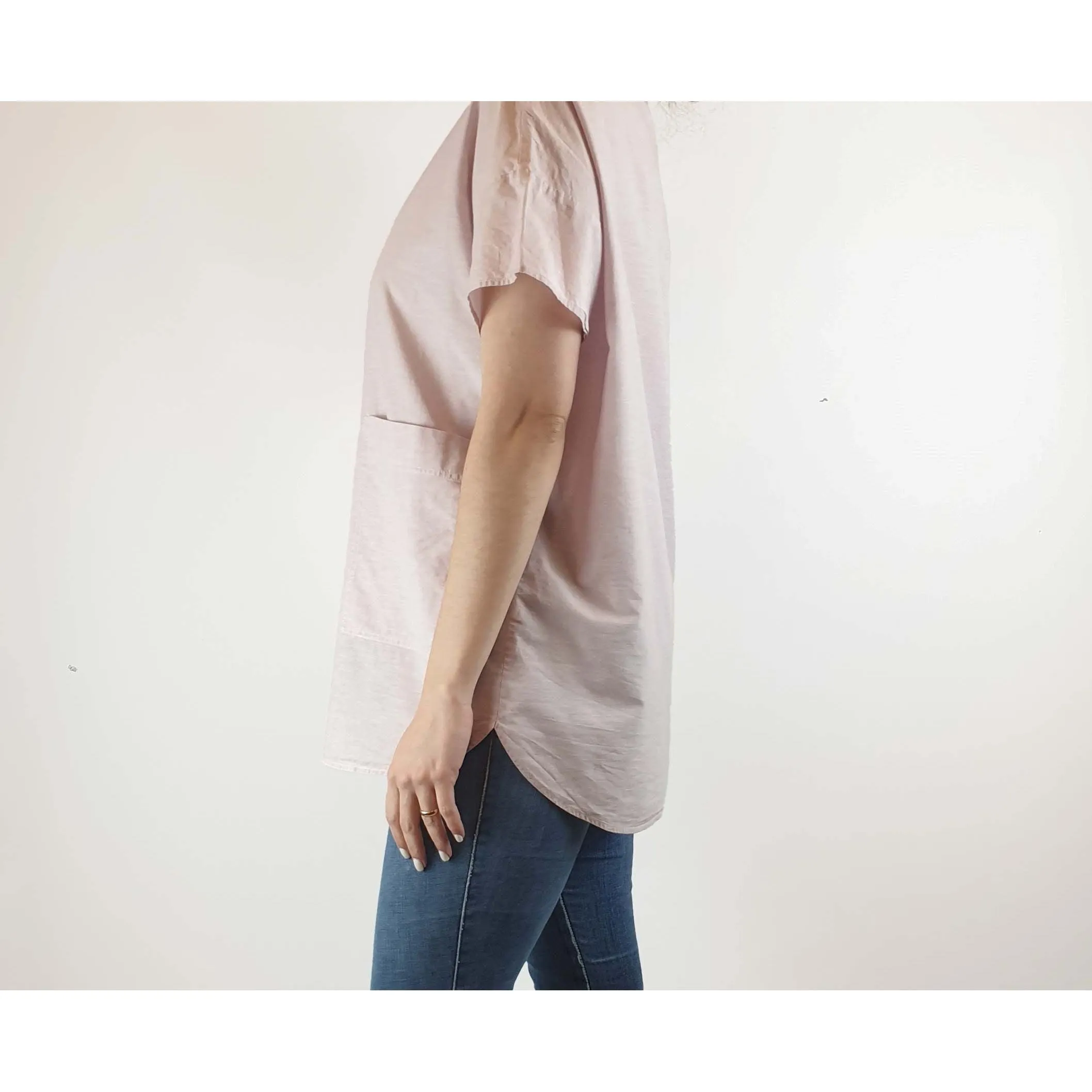 Cos pink cotton-linen mix top with cute front pocket size S (best fits size 10)