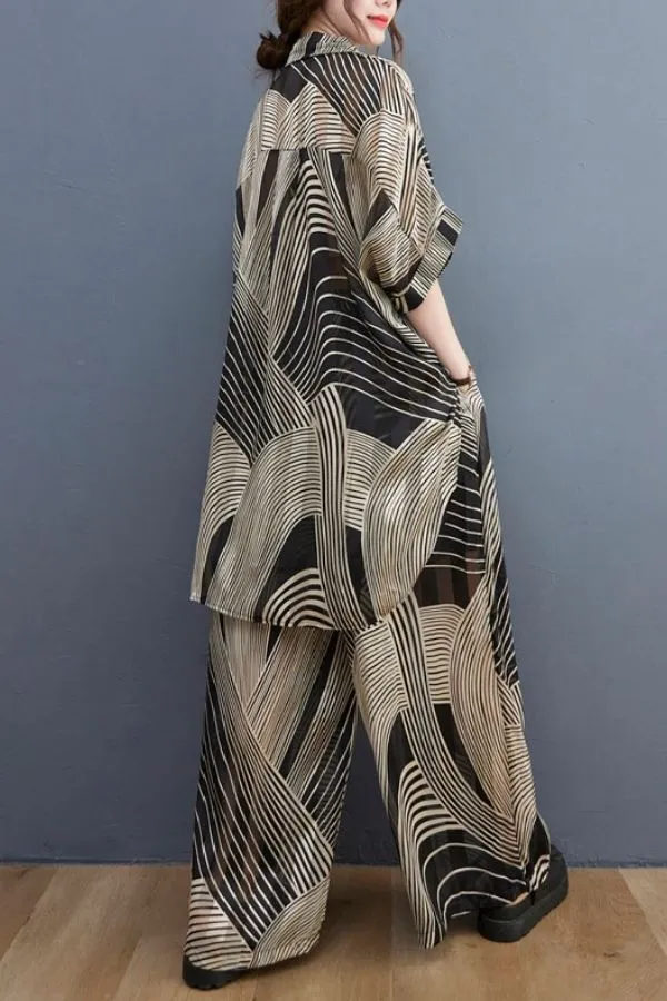 Cozy Leaf Printed Pant Suits (Fit 110lbs - 220lbs)
