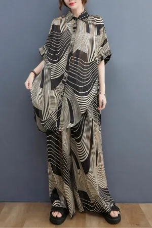 Cozy Leaf Printed Pant Suits (Fit 110lbs - 220lbs)