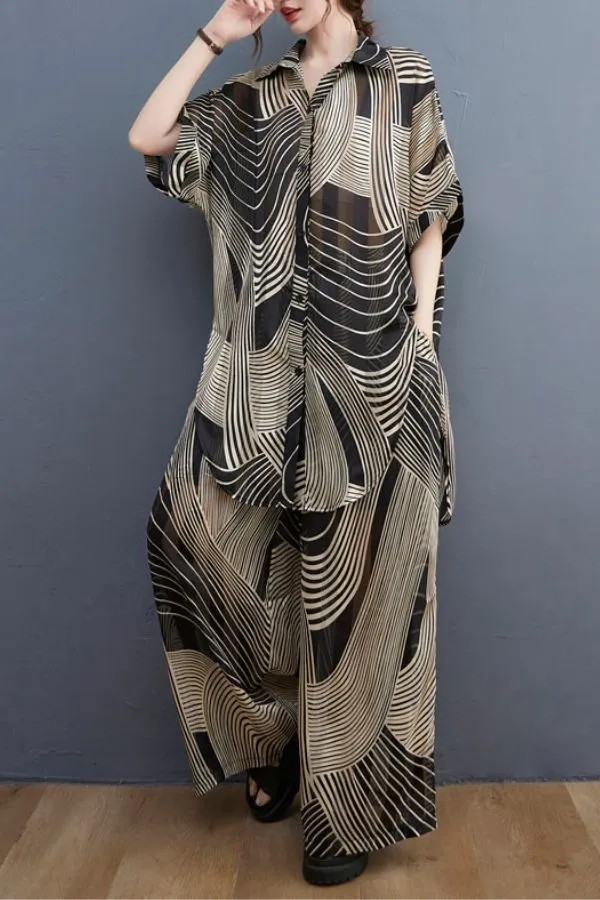 Cozy Leaf Printed Pant Suits (Fit 110lbs - 220lbs)