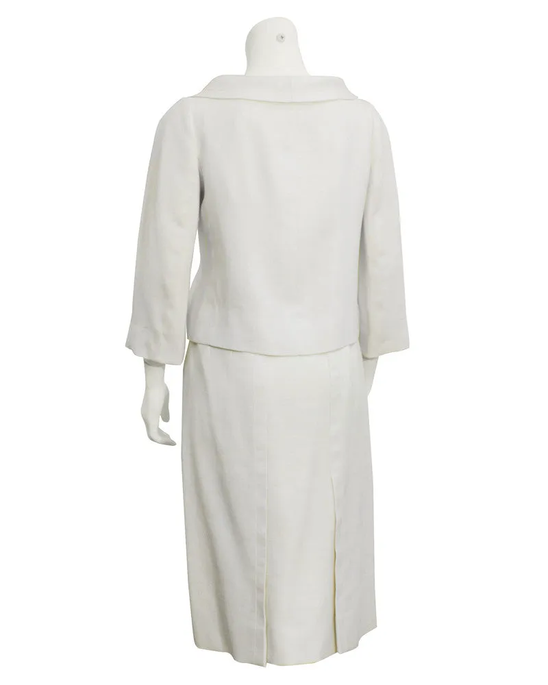 Cream Linen Couture Skirt Suit