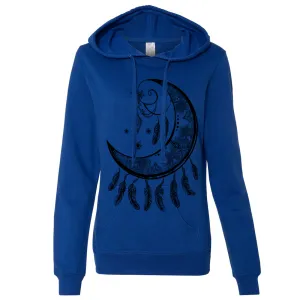 Crescent Moon Dreamcatcher Black Ladies Lightweight Fitted Hoodie