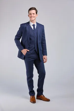 Dark Navy Linen 3 Piece Suit