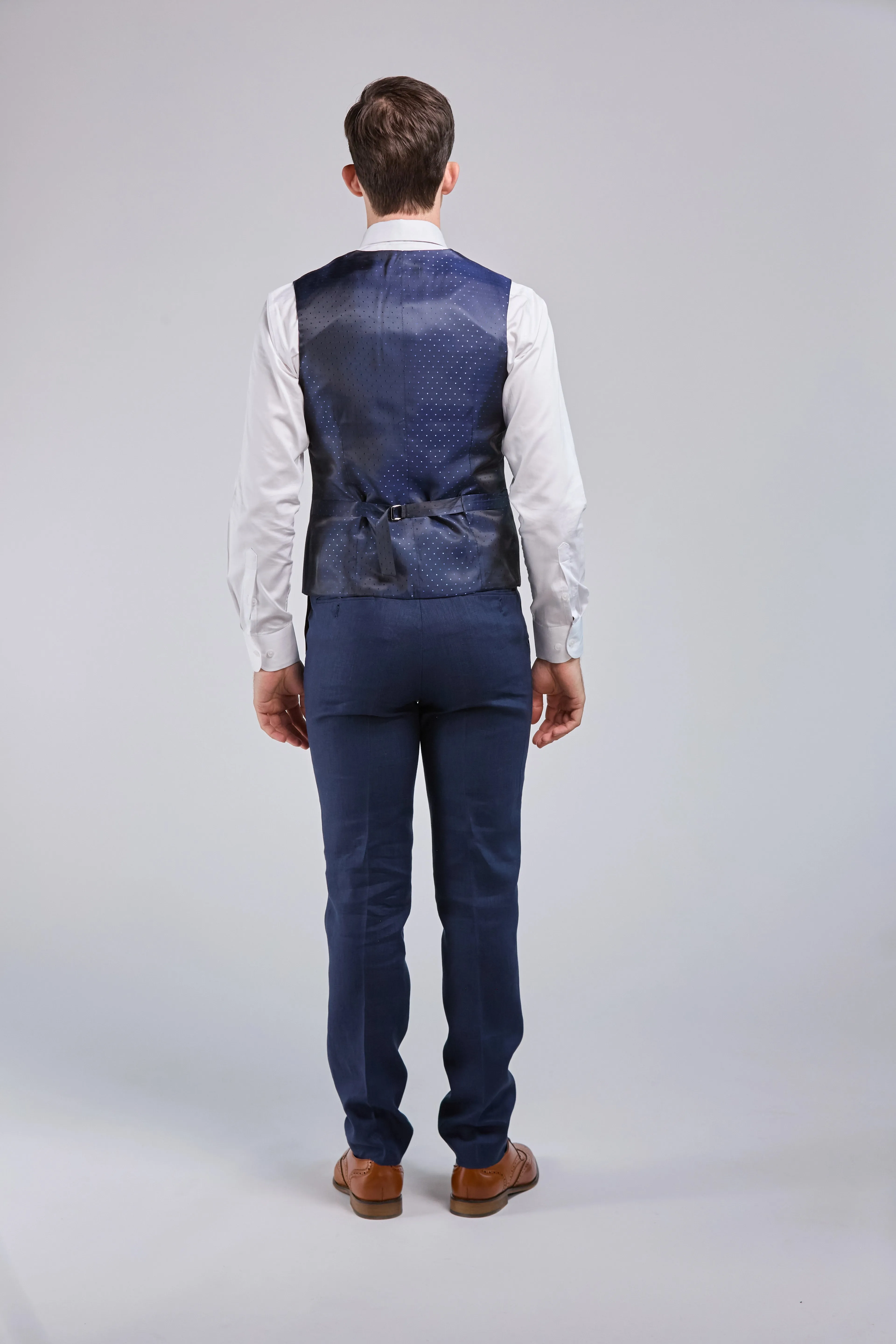 Dark Navy Linen 3 Piece Suit