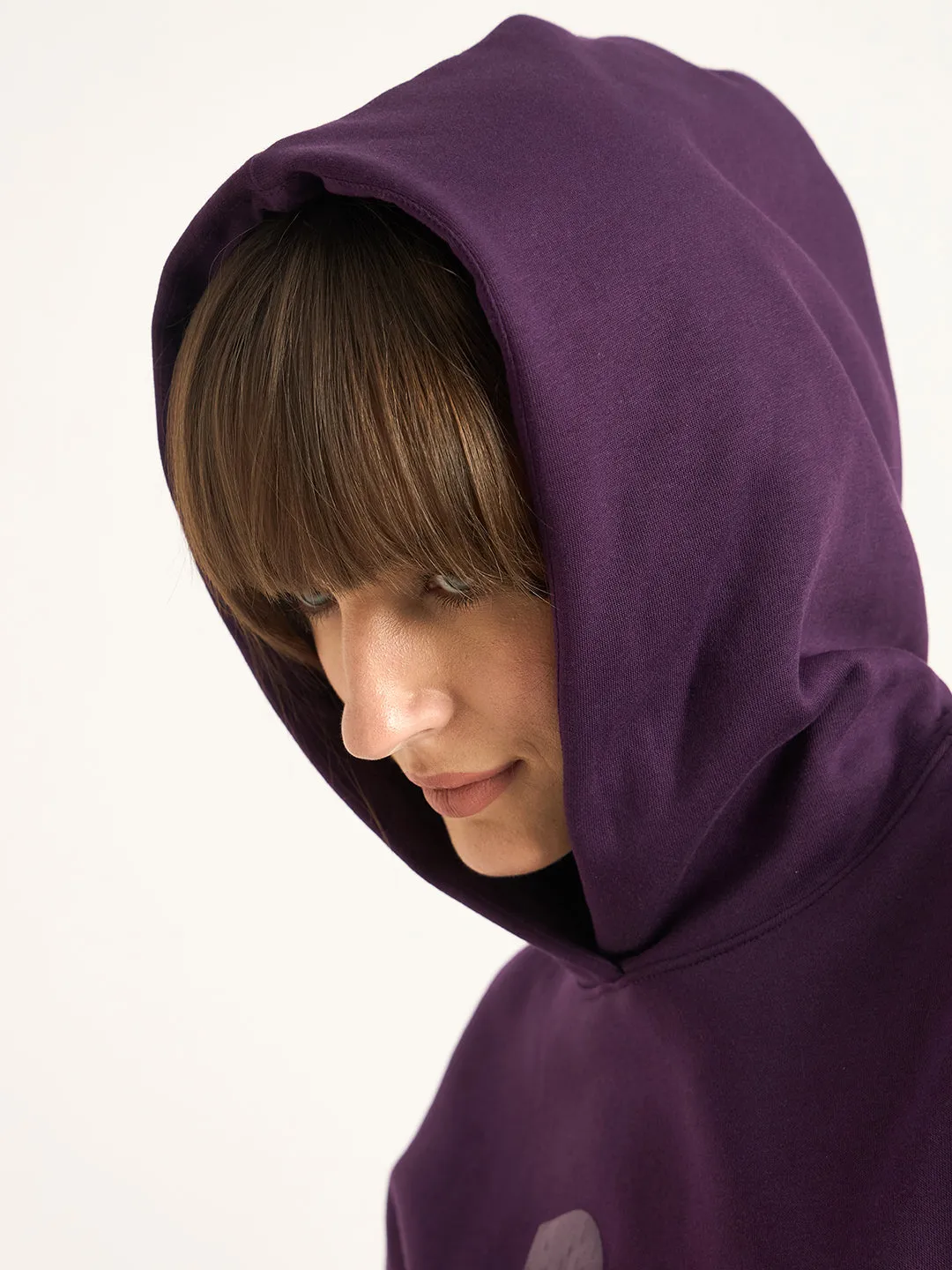 Deep Purple Oversize Fleece Graphic Hoodie