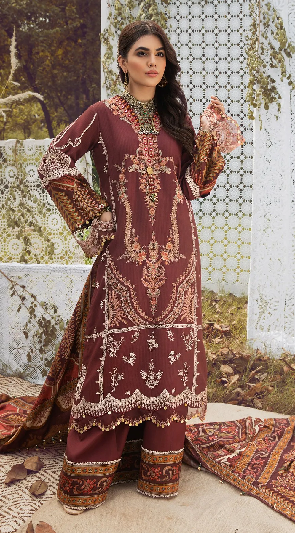 DELARA VLP21-05 | Anaya Pardesi VIVA Winter Collection 2021 | Unstitched Embroidered Dobby Linen Suits