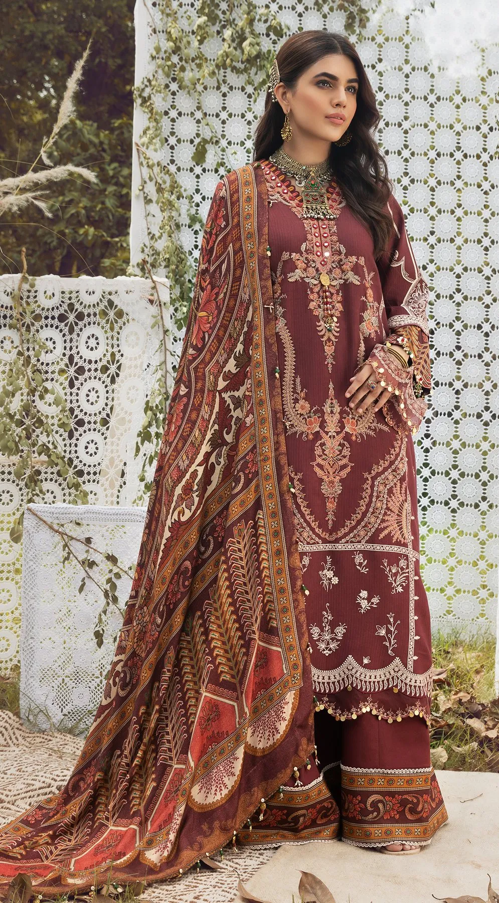 DELARA VLP21-05 | Anaya Pardesi VIVA Winter Collection 2021 | Unstitched Embroidered Dobby Linen Suits