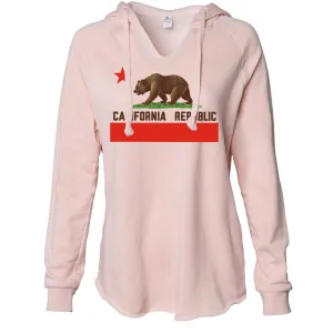 Don Pimentel California Republic Bear Flag Brown Text Women's Soft Hooded Pullover