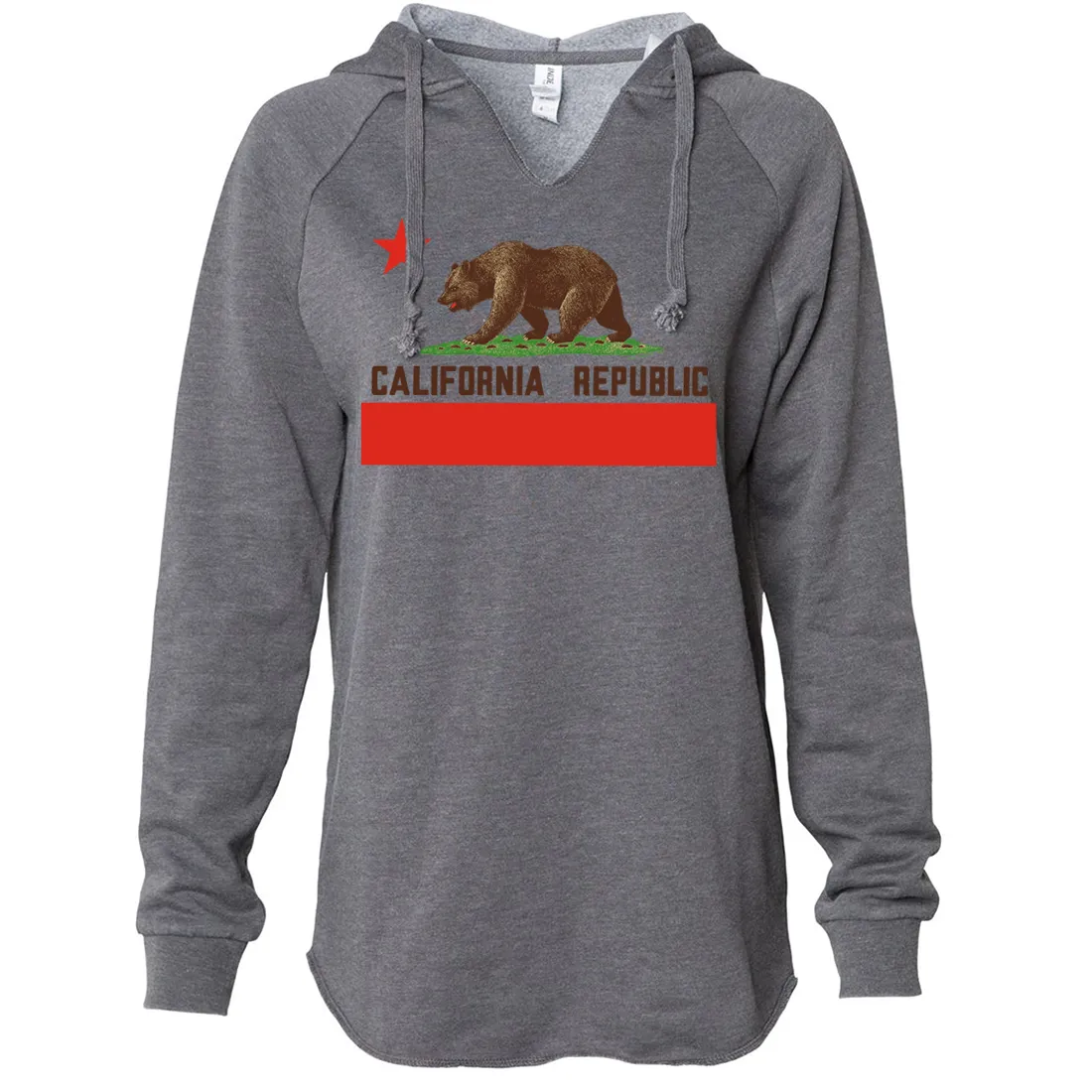 Don Pimentel California Republic Bear Flag Brown Text Women's Soft Hooded Pullover
