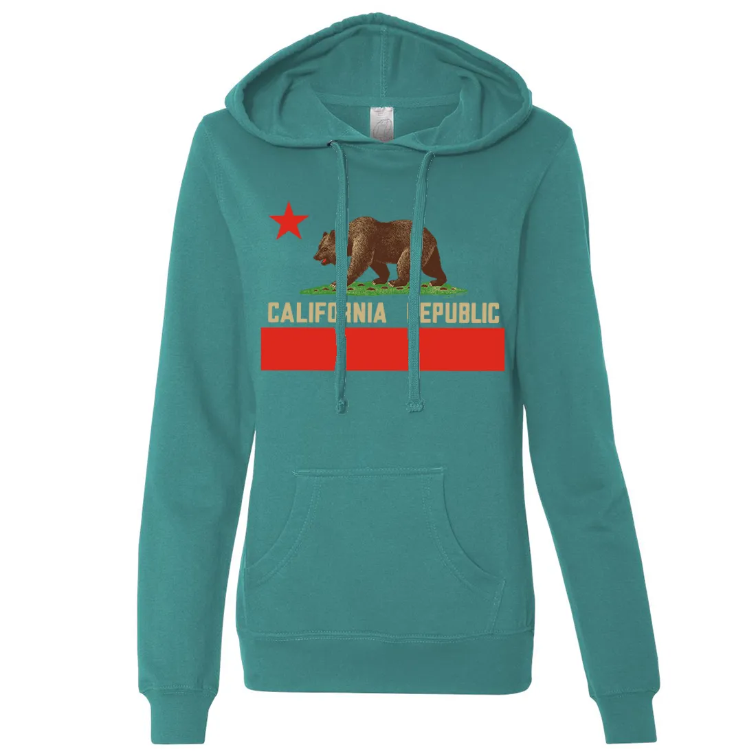 Don Pimentel California Republic Bear Flag Ladies Lightweight Fitted Hoodie