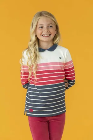 Emmie Jersey Top - Blue Pink Stripe