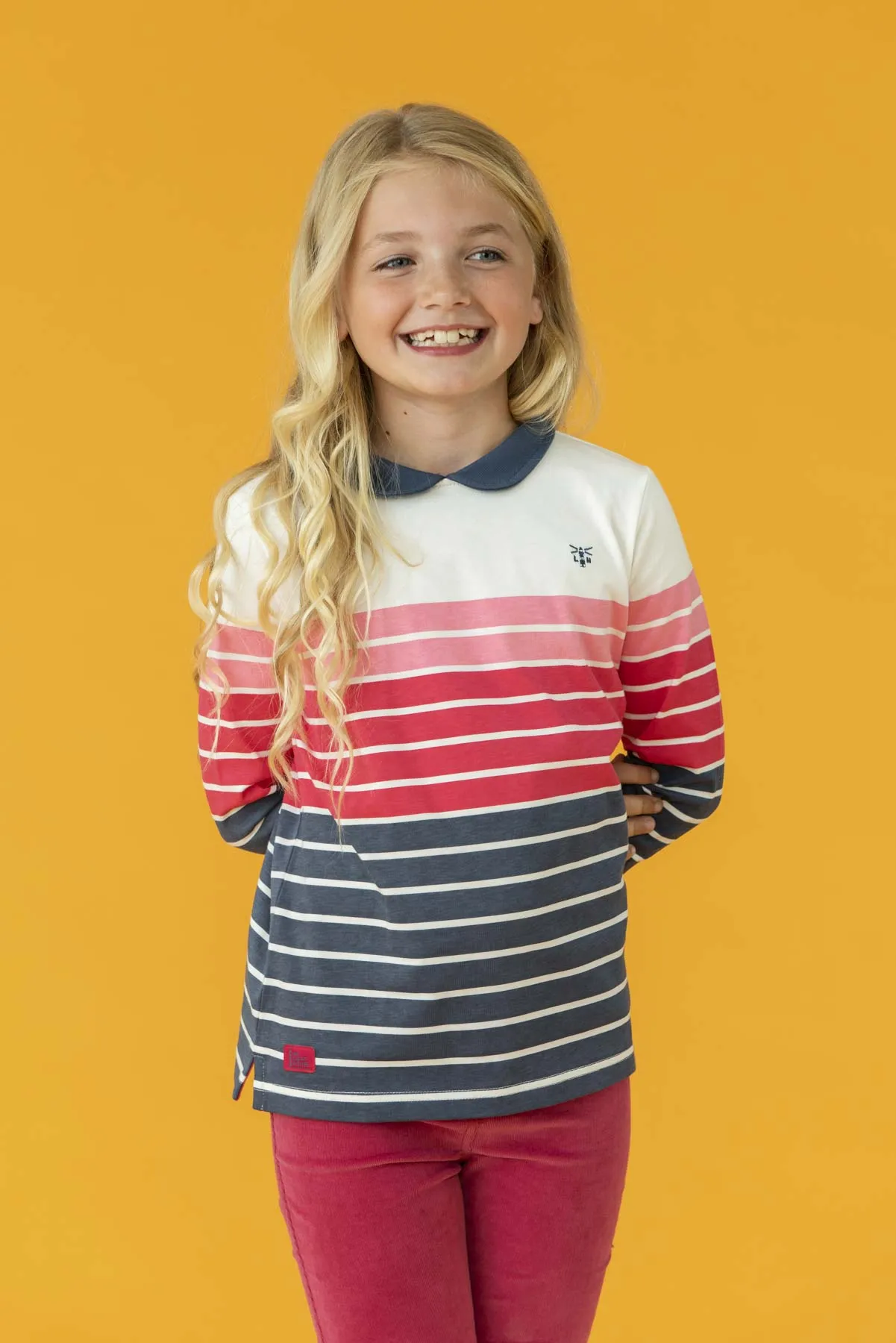 Emmie Jersey Top - Blue Pink Stripe