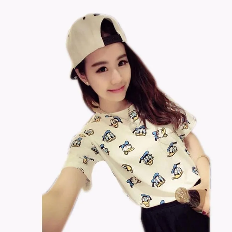 FASHION 2017 camisas femininas korean print short sleeve o-neck regular ropa mujer tumblr female vetement summer cartoon t shirt