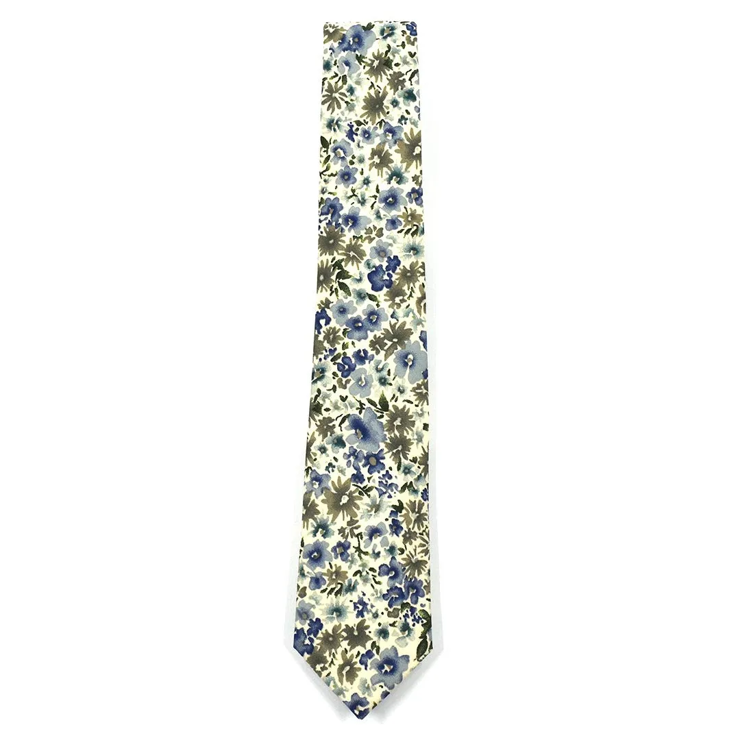 Floral Blue Cream Tie