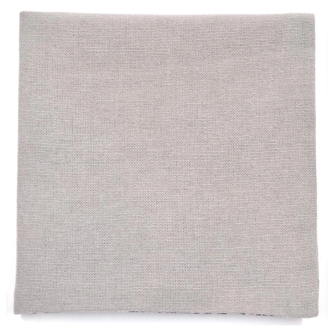 Floral Grey Linen Reversible Pocket Square