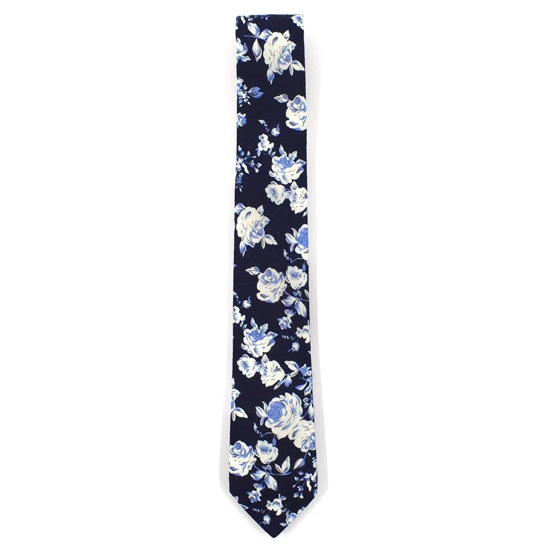 Floral Navy Buds Tie Set
