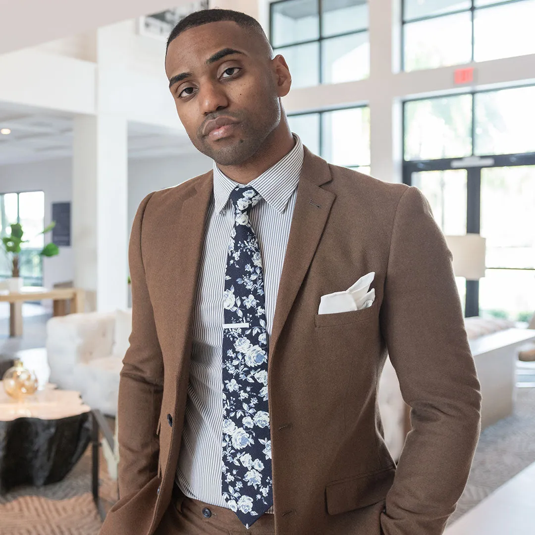 Floral Navy Buds Tie Set