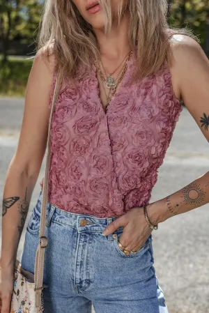 Floral Textured Sleeveless Bodysuit