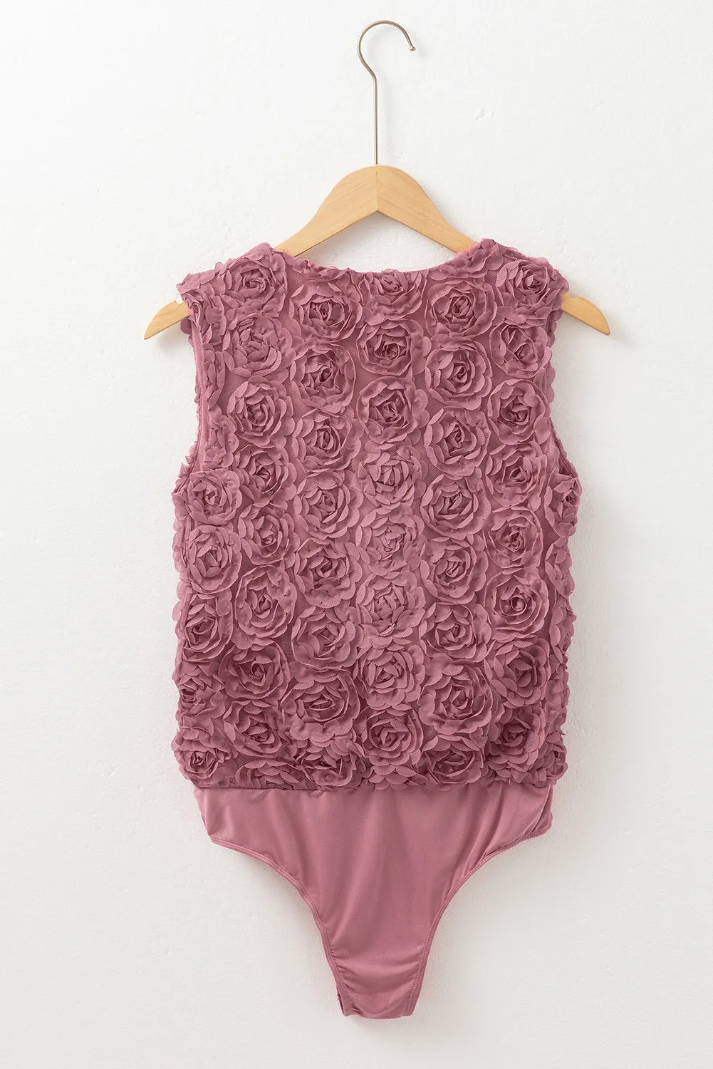 Floral Textured Sleeveless Bodysuit