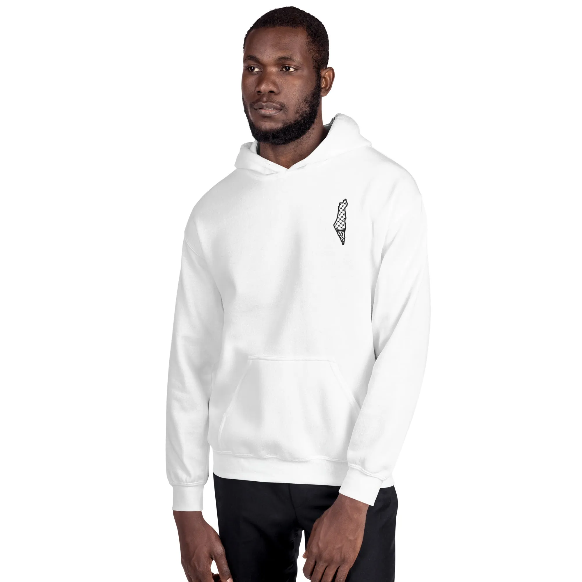 Free Palestine Map Keffiyeh Embroidered Lightweight Hoodie (Multiple Colors)