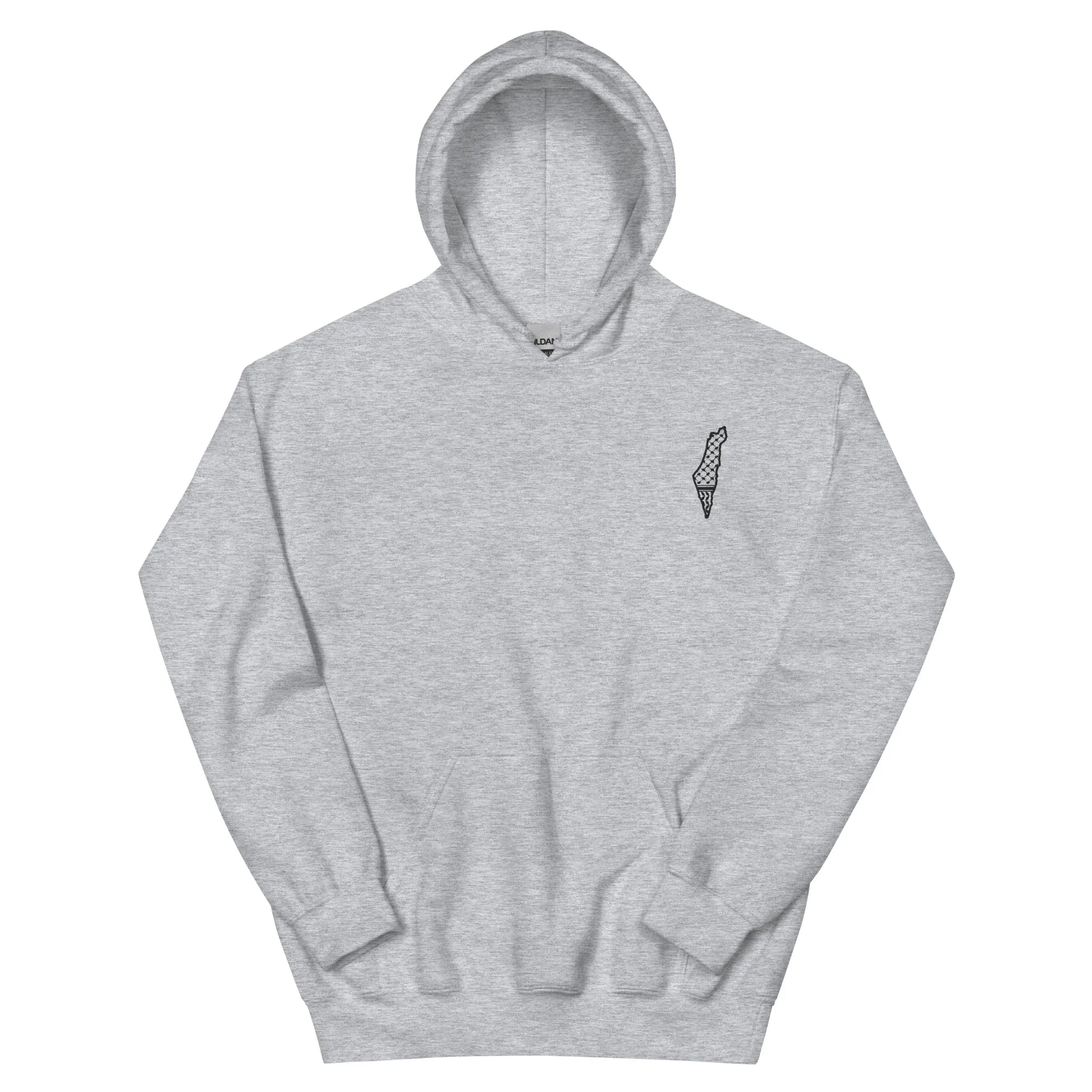 Free Palestine Map Keffiyeh Embroidered Lightweight Hoodie (Multiple Colors)