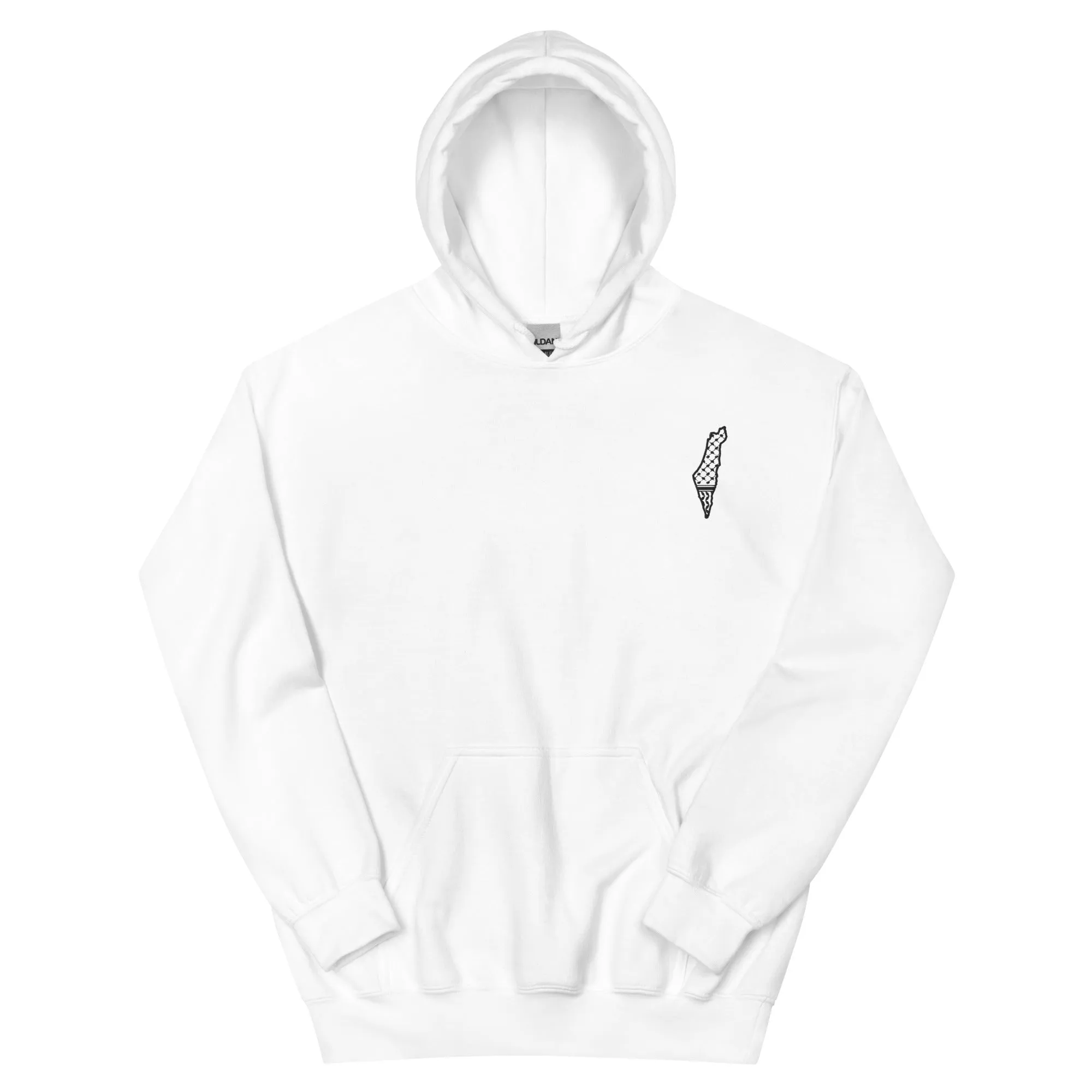 Free Palestine Map Keffiyeh Embroidered Lightweight Hoodie (Multiple Colors)